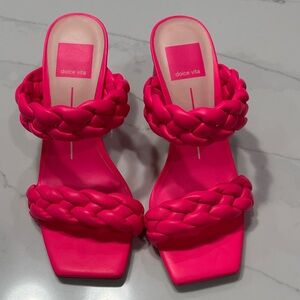 Dolce Vita Braided Double-Strap Slide Sandals in Hot Pink
